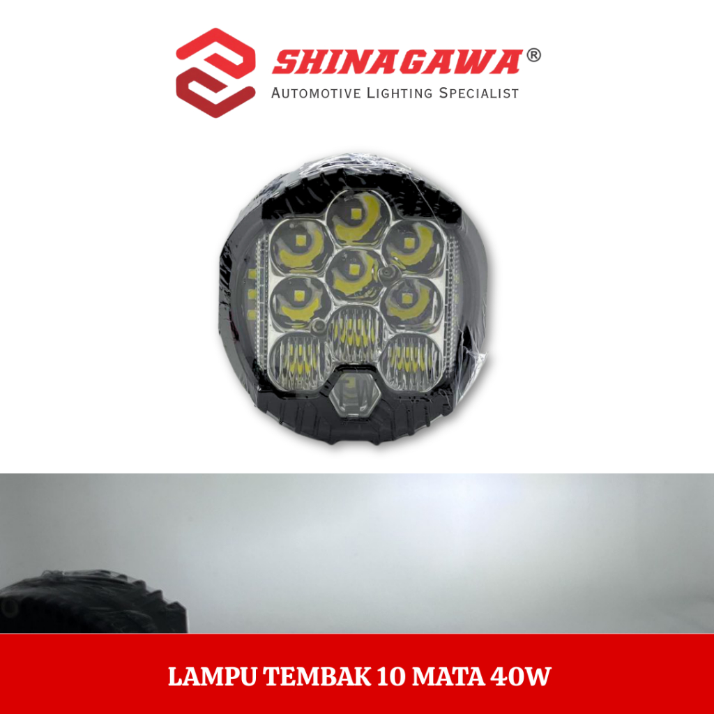 {SHINAGAWA} Lampu Tembak 10 Mata LED 40 Watt Terang Jauh Fokus Lampu Sorot Tambahan Worklight