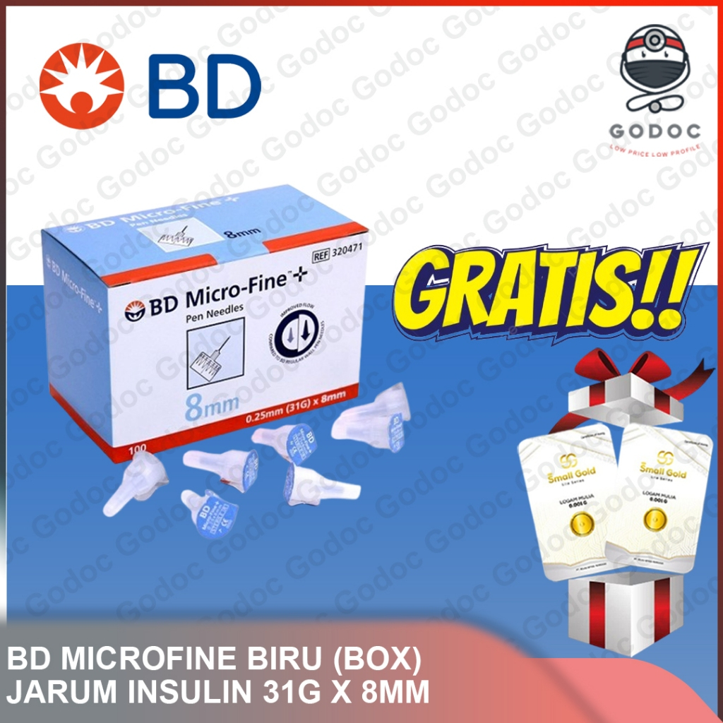 Jarum Insulin BD Microfine 31 G Biru Muda 0,25 x 8 mm P5 ECER / BD MICROFINE BIRU 31G X 8MM