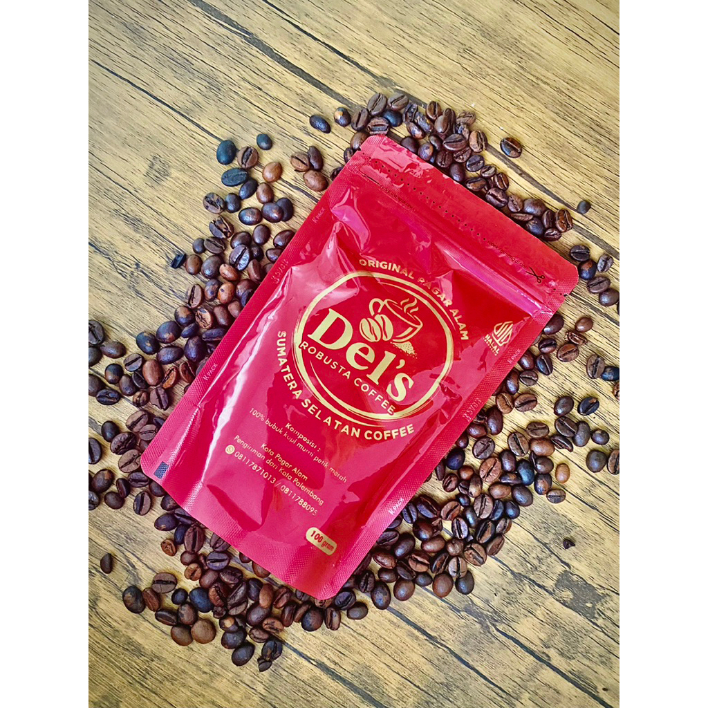 

Kopi Robusta Coffee Dels Coffee - murni 100% Pagar Alam Sumatera Selatan Palembang Kopi