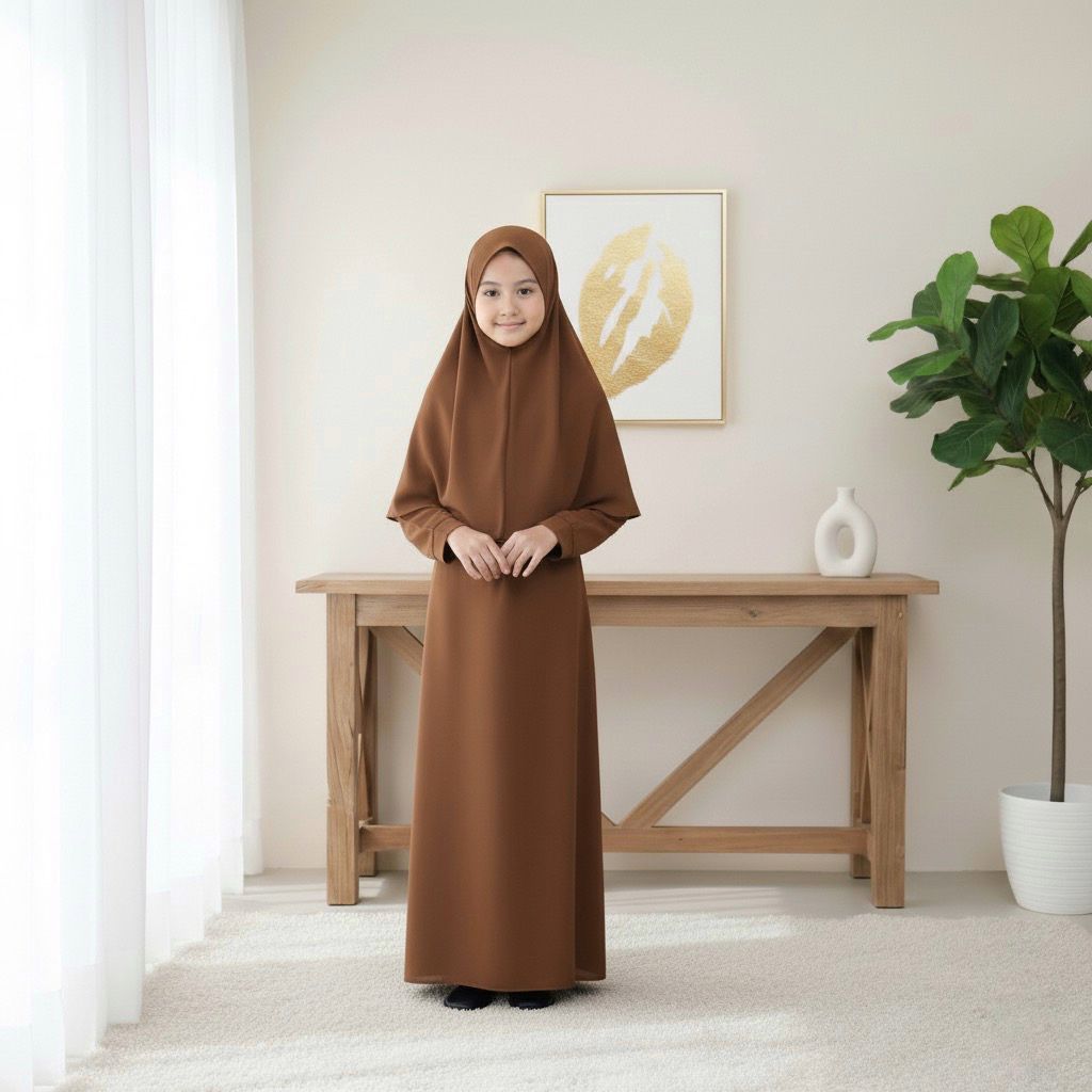 Gamis Abaya Anak Perempuan Warna Cokelat – Zielwear ID