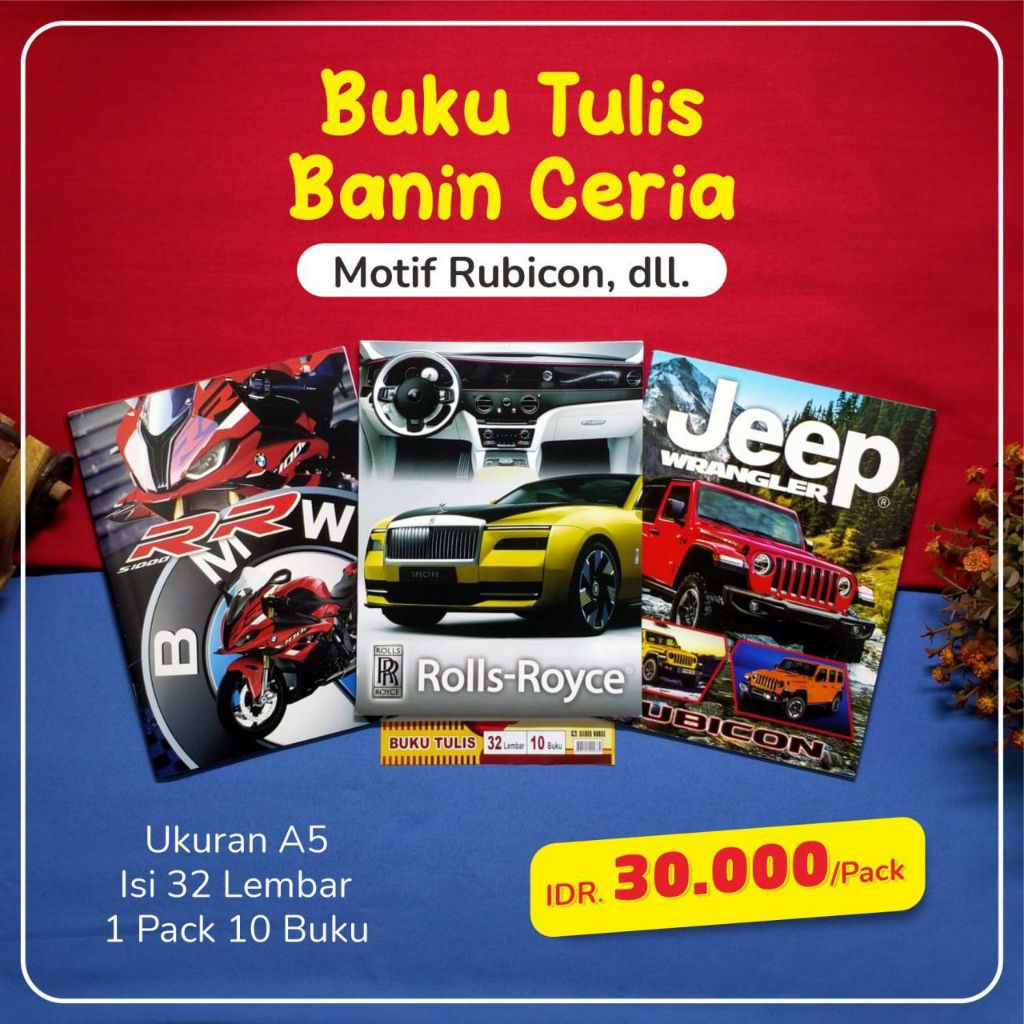 

Buku Tulis Anak (Banin) Laki-laki Aneka Motif Sporty