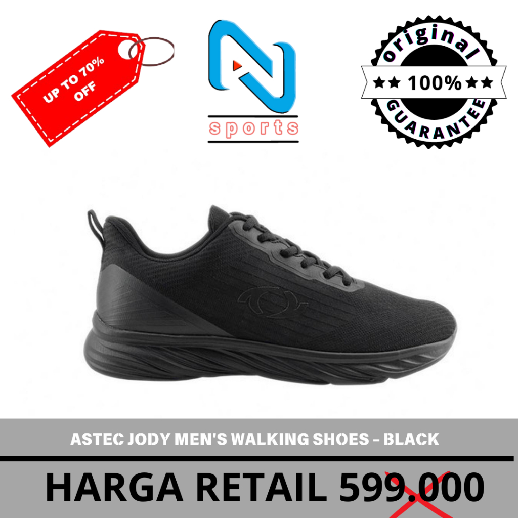 ASTEC JODY MEN'S WALKING SHOES - BLACK ORIGINAL 100%