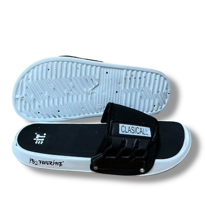 Edash - Sandal Pria Classical Tali Distro - Sol White - Sandal Slipper | Sandal Slop | Sandal Slide