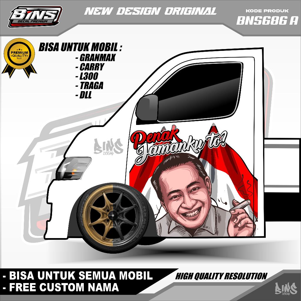 BNS686-STIKER DECAL PINTU MOBIL PIKUP GRANDMAX L300 APV CARRY TRAGA GAMBAR P SOEHARTO