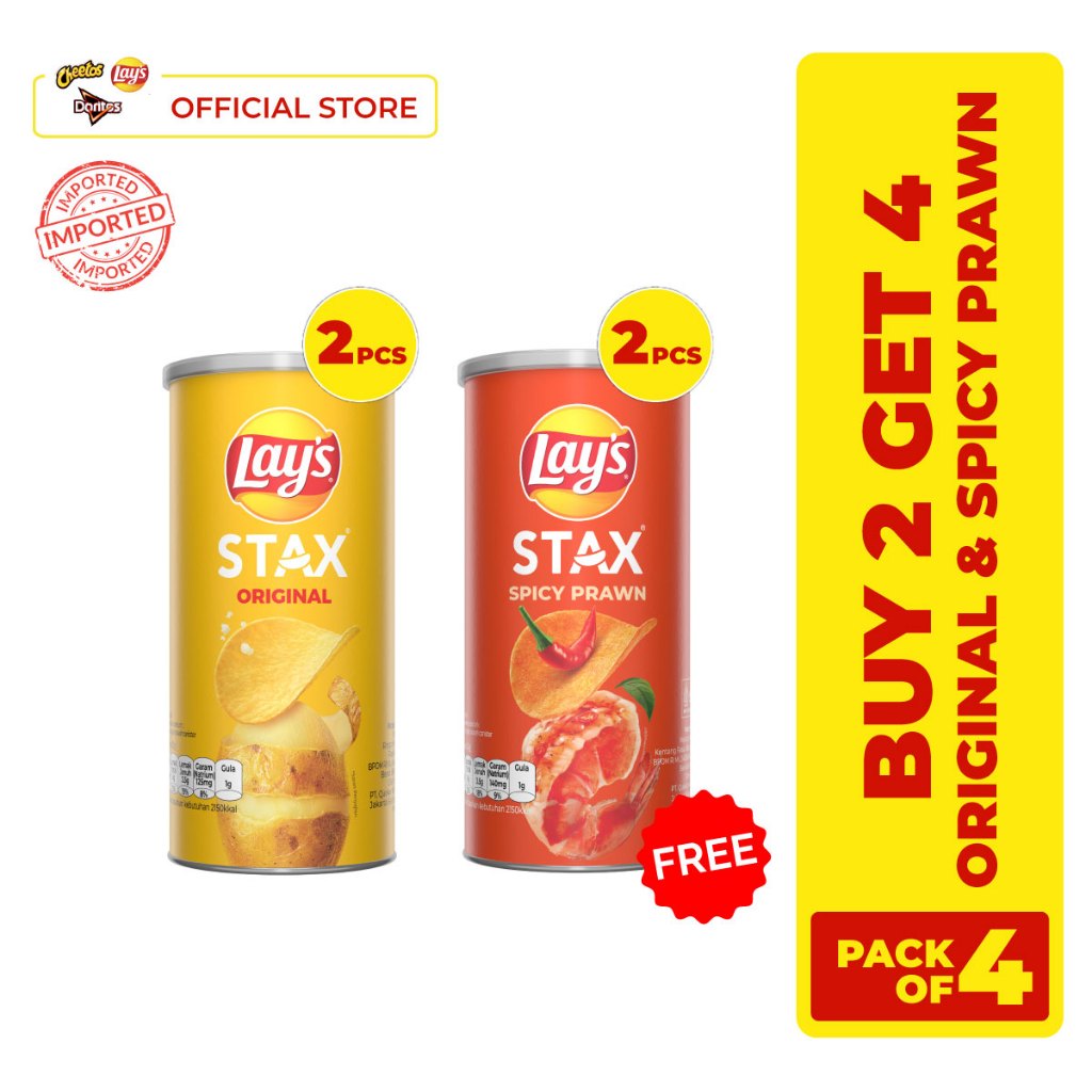 

BUY 2 GET 4 : Lay's Stax Original FREE Lay's Stax Spicy Prawn 70gr