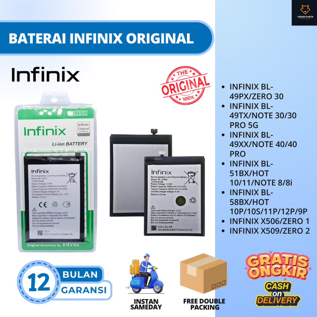 BATERAI INIFNIX/BATRE HP INFINIX ORIGINAL/INFINIX BL-30SX/S2 PRO/X522/BL-34CX/SMART3 PLUS/BL-39AX/HO