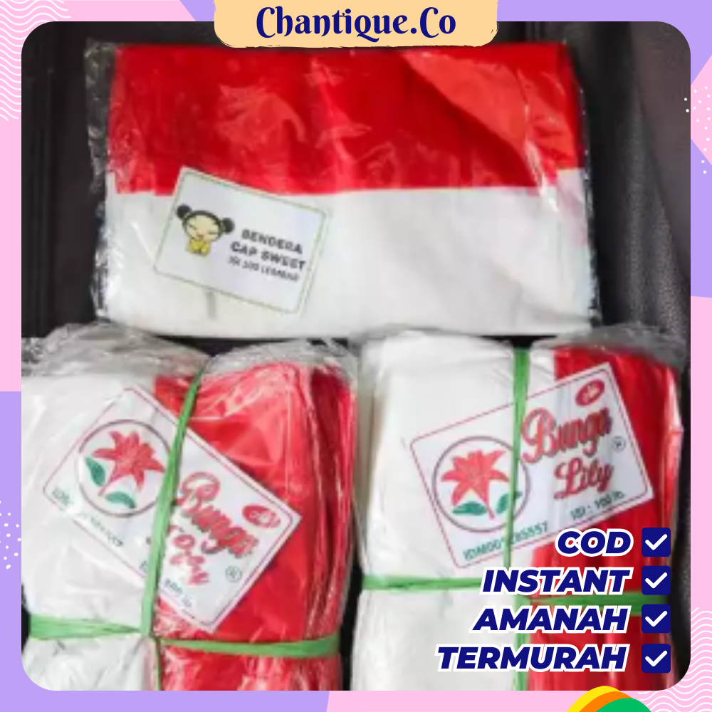 BENDERA PLASTIK Merah Putih isi 100 / Bendera kecil