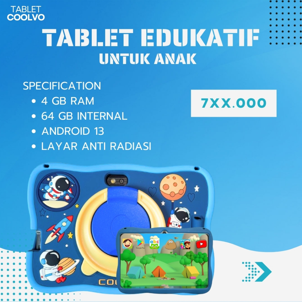 Tabivoo Tablet Coolvo Android Aipet Anti Radiasi Untuk Anak  Belajar Edukasi C07-New Wifi Astronot
