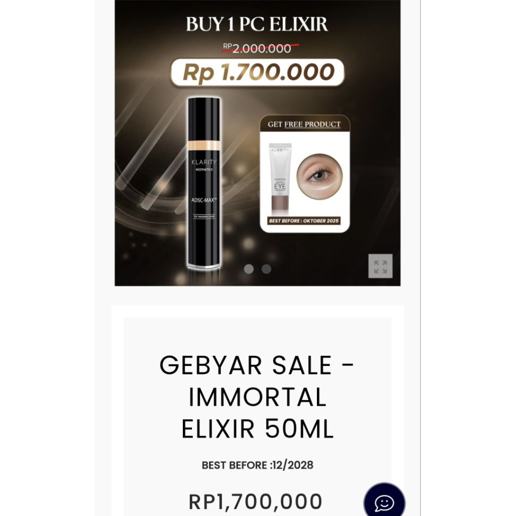 Klarity- Immortal Elixir GRAND SALE exp 12.2028 free 1 diamond eye
