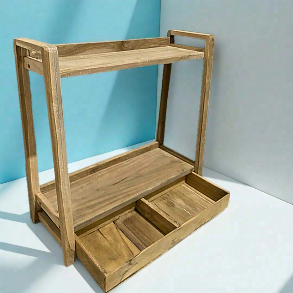 (SPESIAL REQUEST)RAK LACI DAPUR 2 SUSUN KAYU JATI