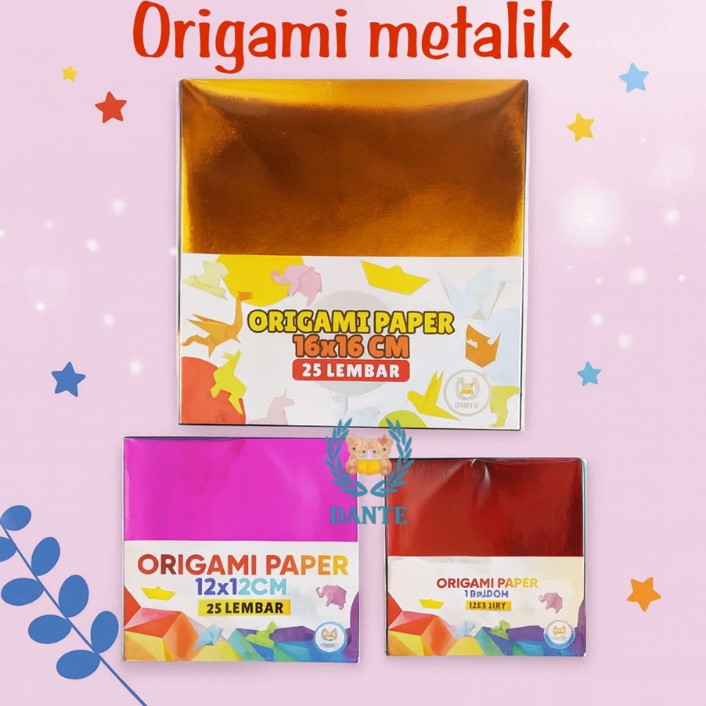 

Kertas Origami METALIK Mengkilat 1pak isi 25 Lembar