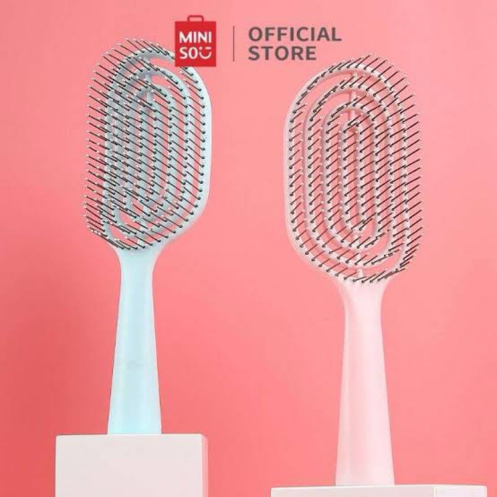 MINISO VENTED HAIR BRUSH DETANGLING PINK BLU SISIR RAMBUT