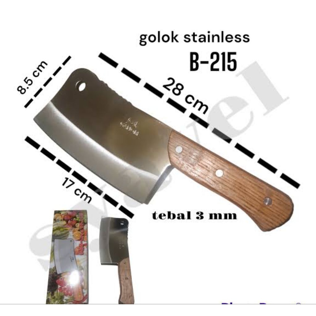 pisau daging stainless gagang kayu