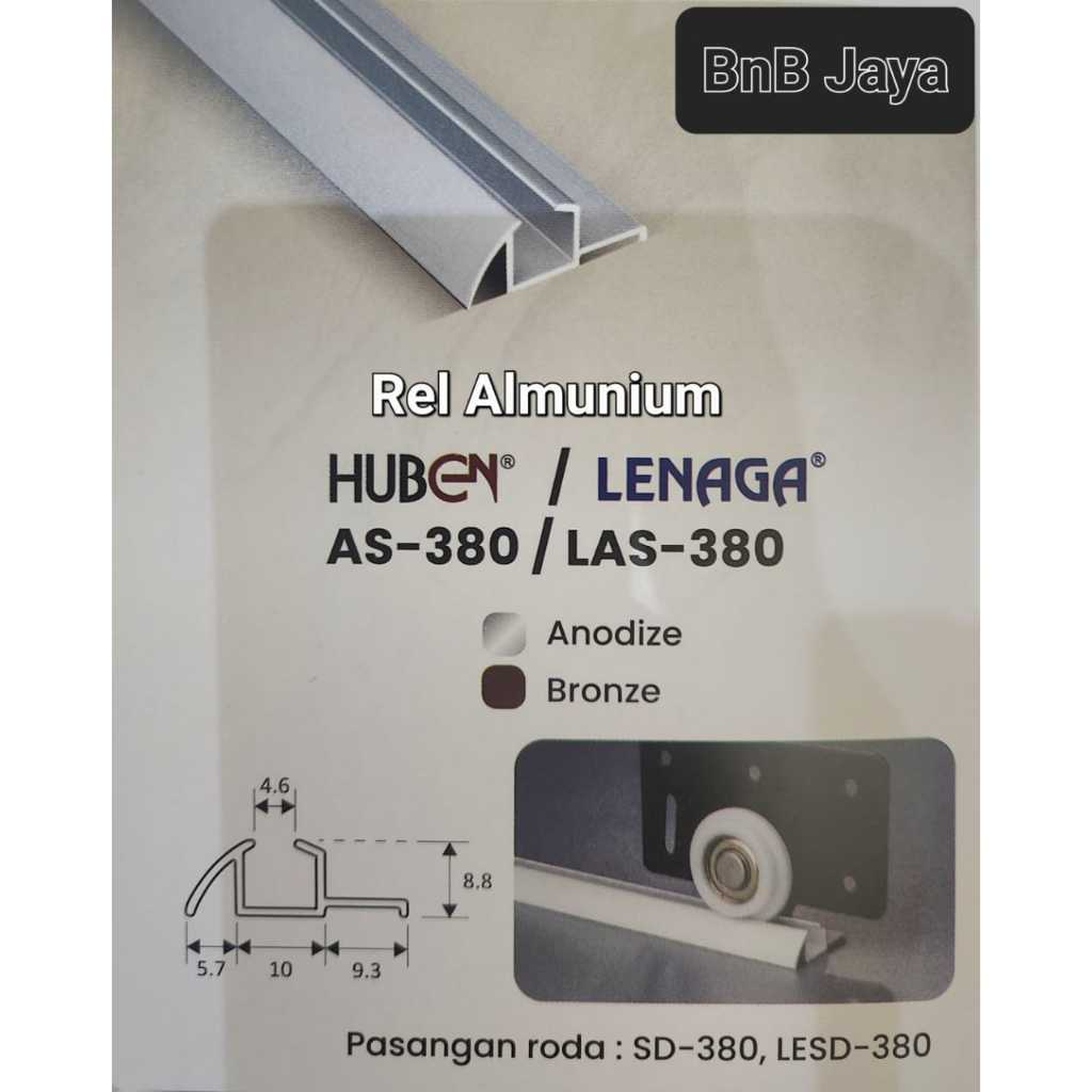 Rel Pintu Sliding Type AS 380 Silver dan Coklat / Rel Roda SD 380