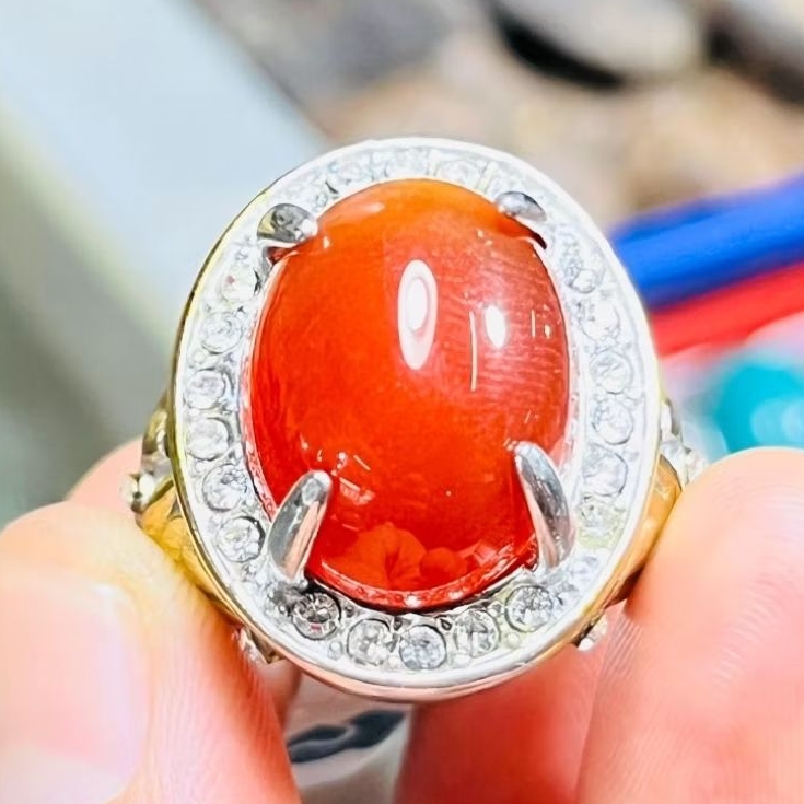 Cincin akik sulaiman top akik model oval ring titanium