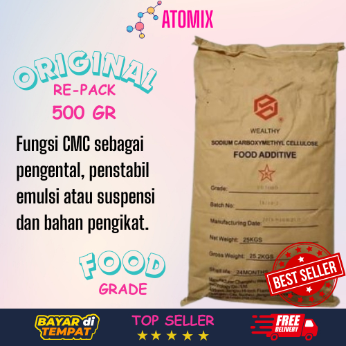 

CMC WEALTHY CARBOXYMETHYL CELLULOSE FOOD GRADE 500 GR PENGENTAL PENSTABIL EMULSI SUSPENSI BAHAN BAKU PENGIKAT TEPUNG POWDER
