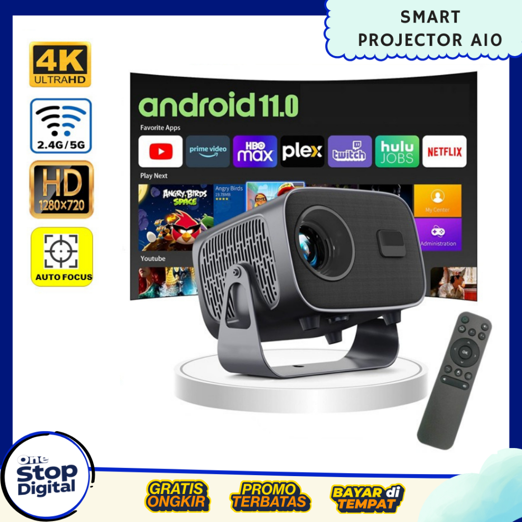 K1 Proyektor Mini Portable 4K HD Smart Projector Android 11 Bluetooth Outdoor TV Proyektor