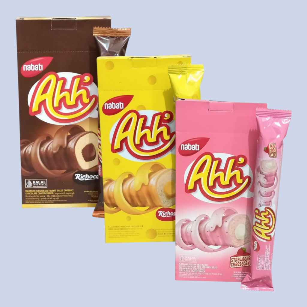 

Richeese Nabati Ahh Keju, Coklat & Strawberry 9gr [10 pcs/box]
