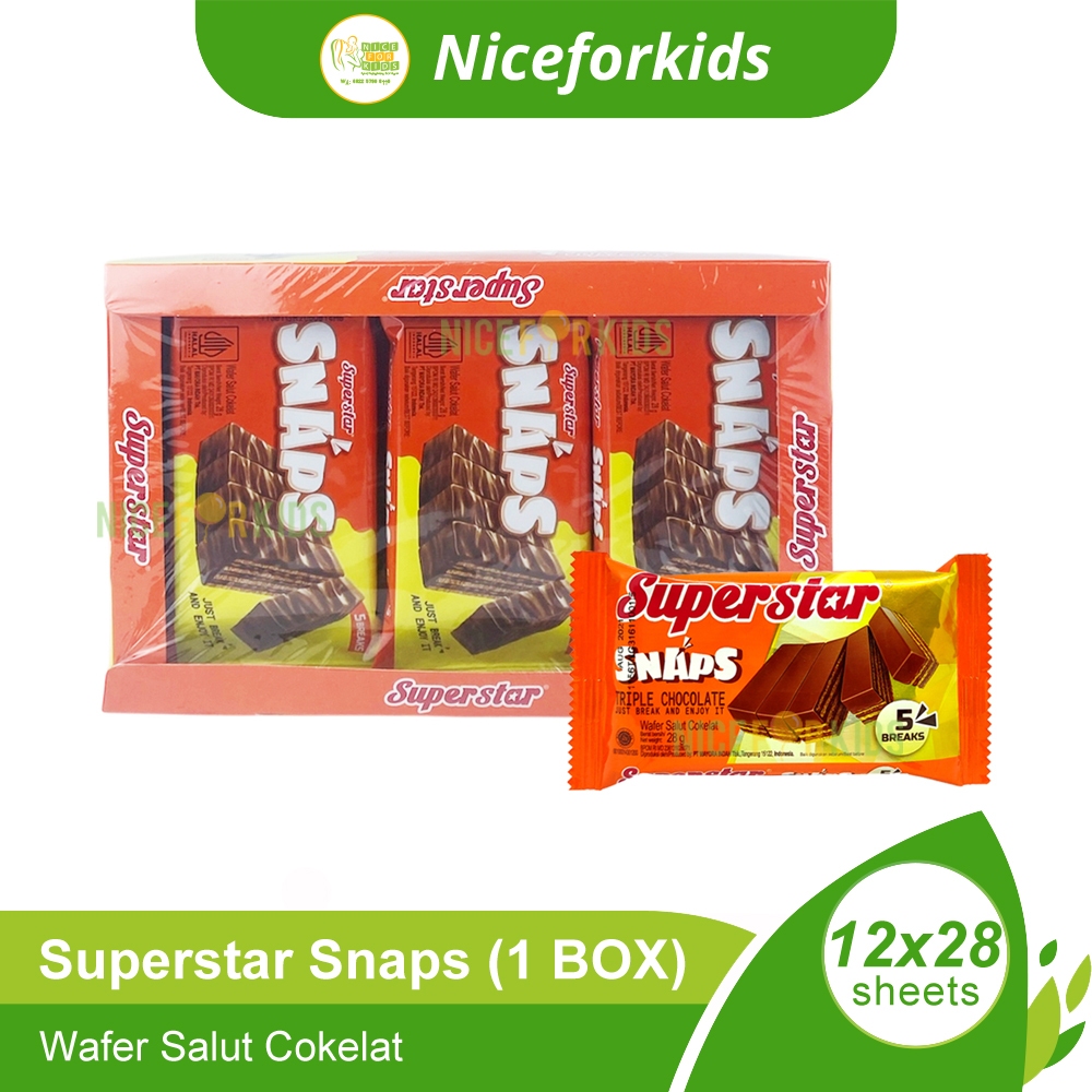 

Superstar Snaps Box Isi 12 Sachet / Wafer Berlapis Coklat