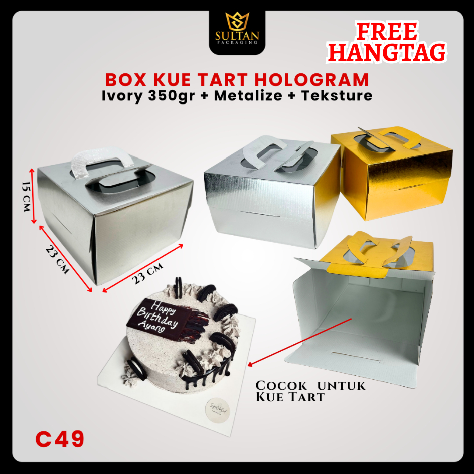 

Cake Box - Dus Kue Hologram - Box Kue Mewah Silver Hologram - C49