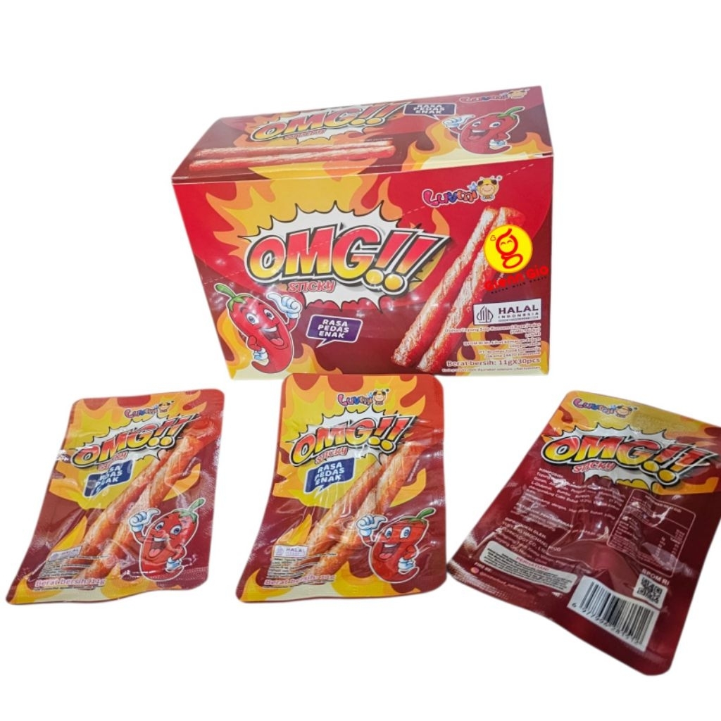 

Snack OMG Sticky Pedas Enak Box Isi 30 pcs