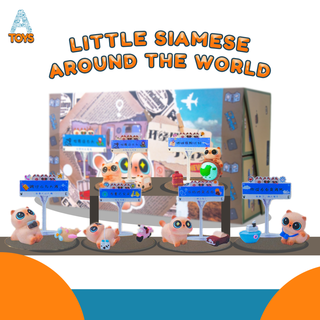 Blind Box Figur Little Siamese World | Karakter Kucing Imut Hiasan Meja