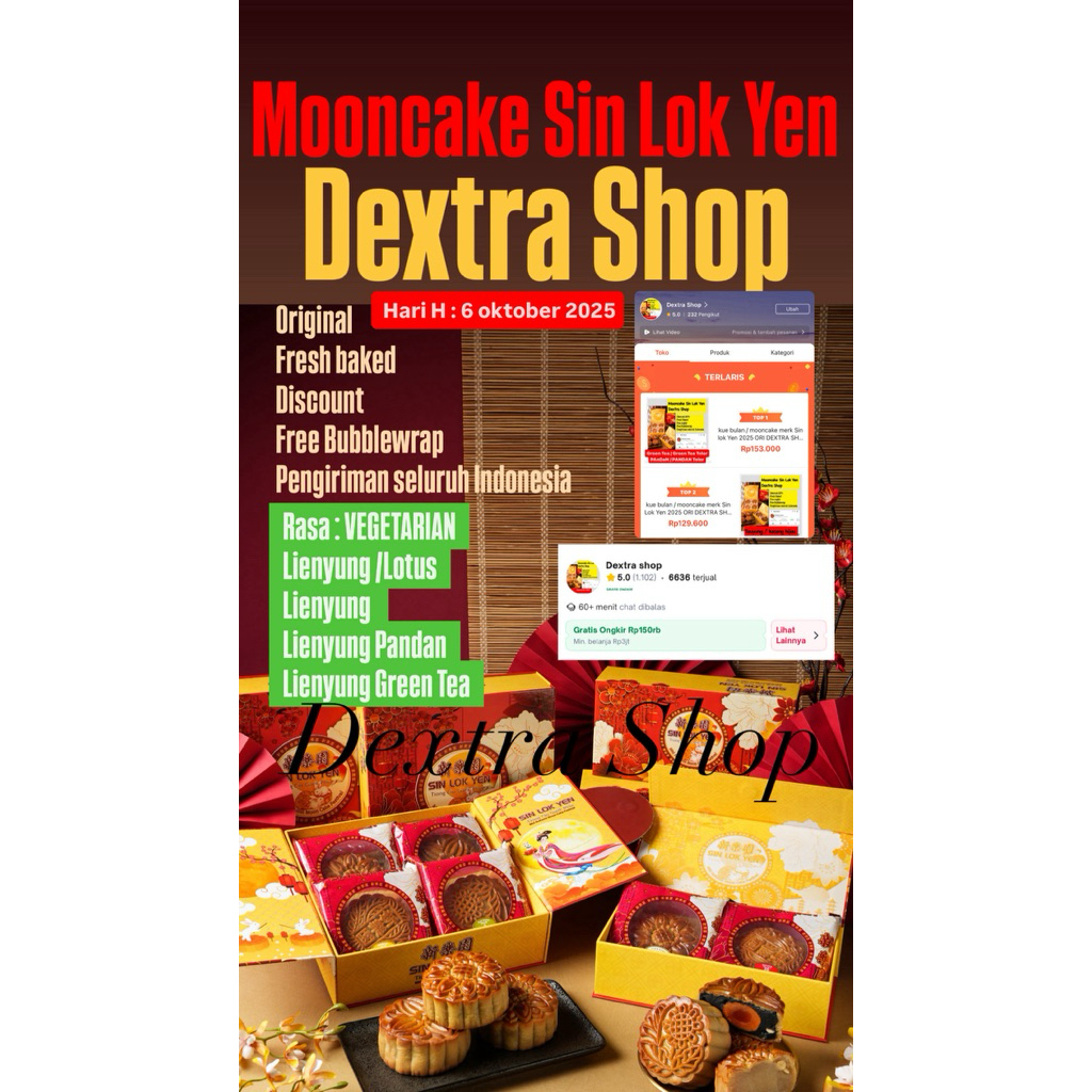 kue bulan / Mooncake Sin lok Yen  2024 ORI DEXTRA Shop varian: ✳️VEGETARIAN✳️