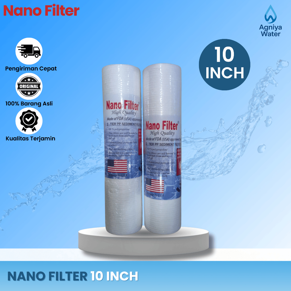 Nano Filter 10 inch 01 03 05 Micron | Spun Sedimen Filter Air | Isi Ulang Housing