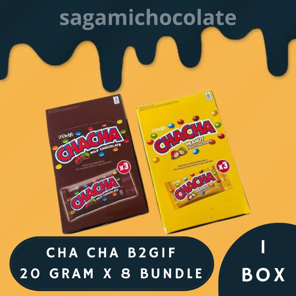 

CHA CHA BELI 2 GRATIS 1 MILK CHOC PEANUT 20 GRAM 1 BOX | COKLAT KACANG CHACHA