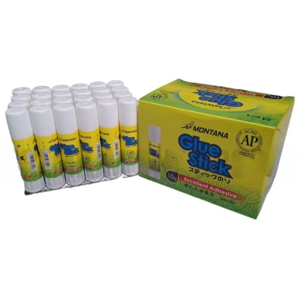 1 Pak Lem Kertas Glue Stick MONTANA Non Toxic 10 Gram Isi 24 Pcs / Lem Stik Non Toxic / Lem Kertas N