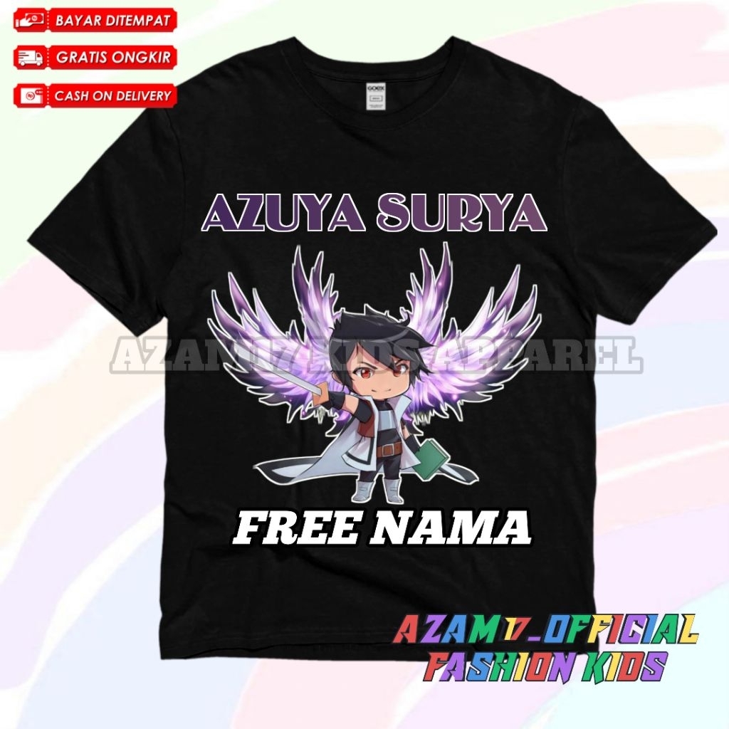 BISA COD Kaos Anak Baju Anak Azuya Surya Terbaru Free Nama / Kaos Tshirt Anak YouTuber Game Minecraf