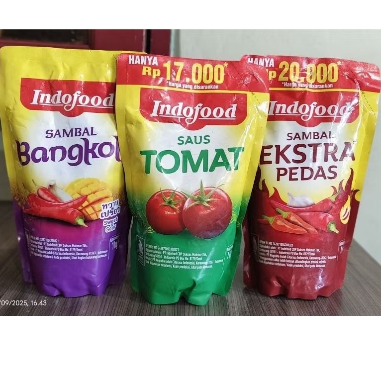 

Indofood Saus Sambal Extra Pedas | Tomat | Bangkok Pouch 1kg