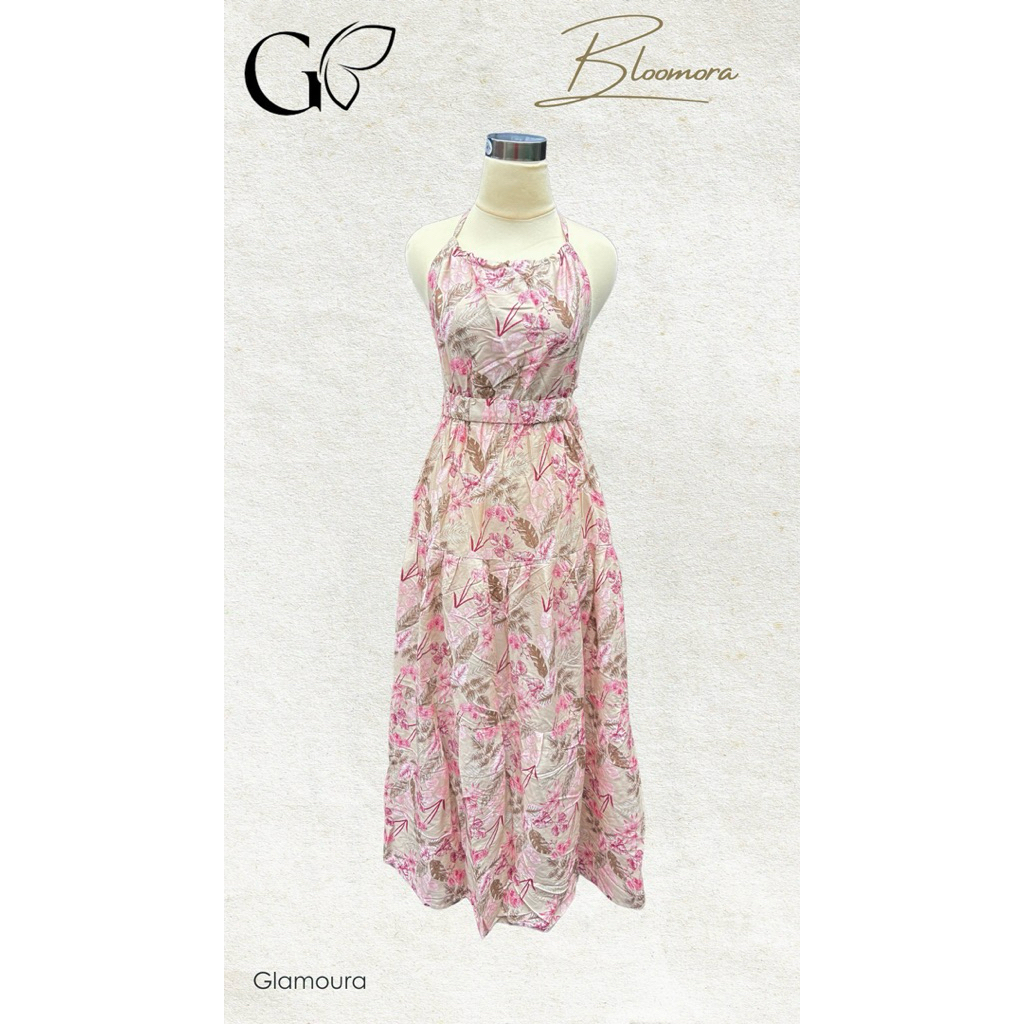 {Glamoura} Bloomora dress || Maxi Dress Rayon Motif Bunga – Dress Panjang Wanita Santai / Holiday Ou
