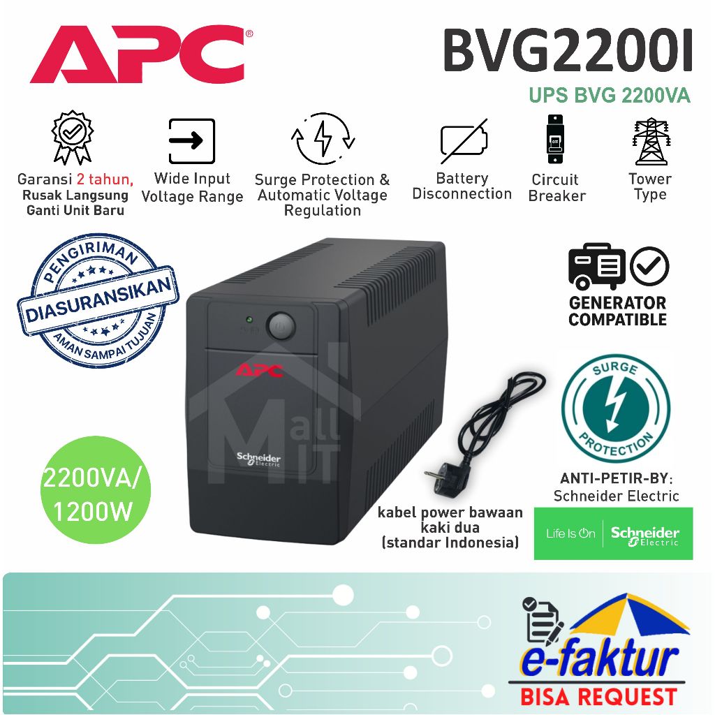 MALLIT APC UPS APC BX2200 BVG2200 2200VA 1200W USB Charging BX 2200 BVG 2200 BX-2200 BVG-2200 BX2200