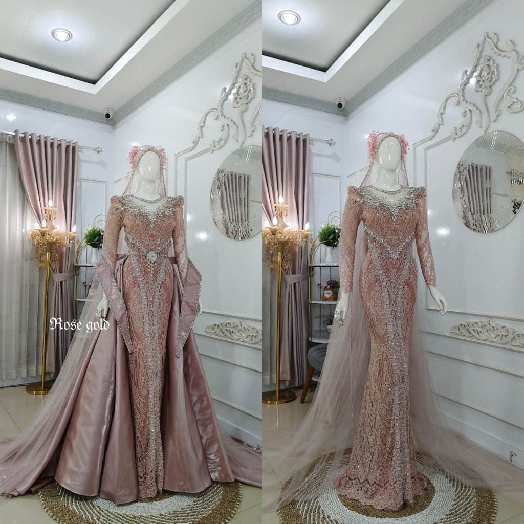 SALE TERLARIS TERMURAH GAUN SLIM DRESS EKOR/GAUN WEDDING MUSLIM/GAUN KEBAYA MODERN SALE/SLIM DRESS