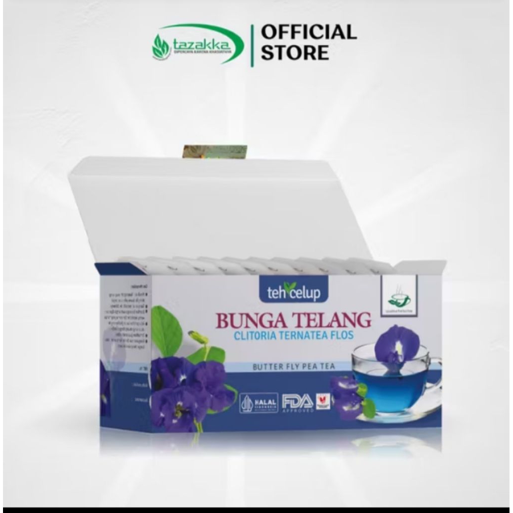 

TEH BUNGA TELANG. HERBAL UNTUK RELAKSASI TUBUH. Menenangkan pikiran & tubuh.. Menyehatkan Mata. teh original tazakka kemasan teh celup isi 20 kantong. berbadan BPOM , halal MUI.