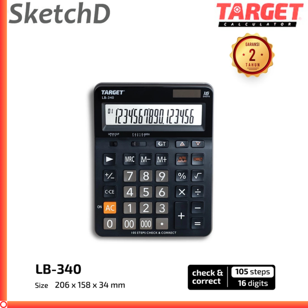 

Kalkulator meja 16 Digit Target LB 340 Desktop Calculator LB340