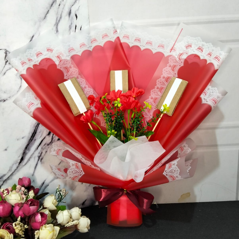 FAN FLOWERS BUKET SNACK 3 KERANGKA SNACK / BUKET KERTAS RENDA /BUKET CANTIK/BUKET MEWAHN/BUJET MURAH