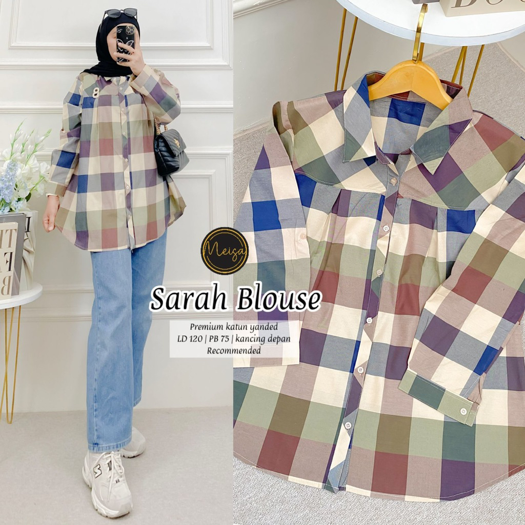 SARAH BLOUSE TUNIK ORIGINAL BY MEISA atasan wanita blus tunic katun yanded premium | RAJUT LICHY • M