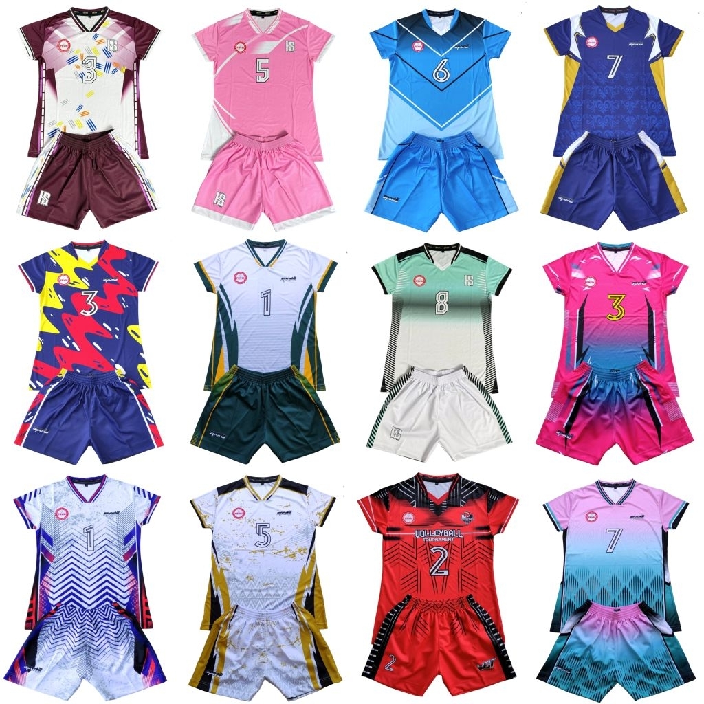 Baju jersey Stelan volley wanita motif full printing