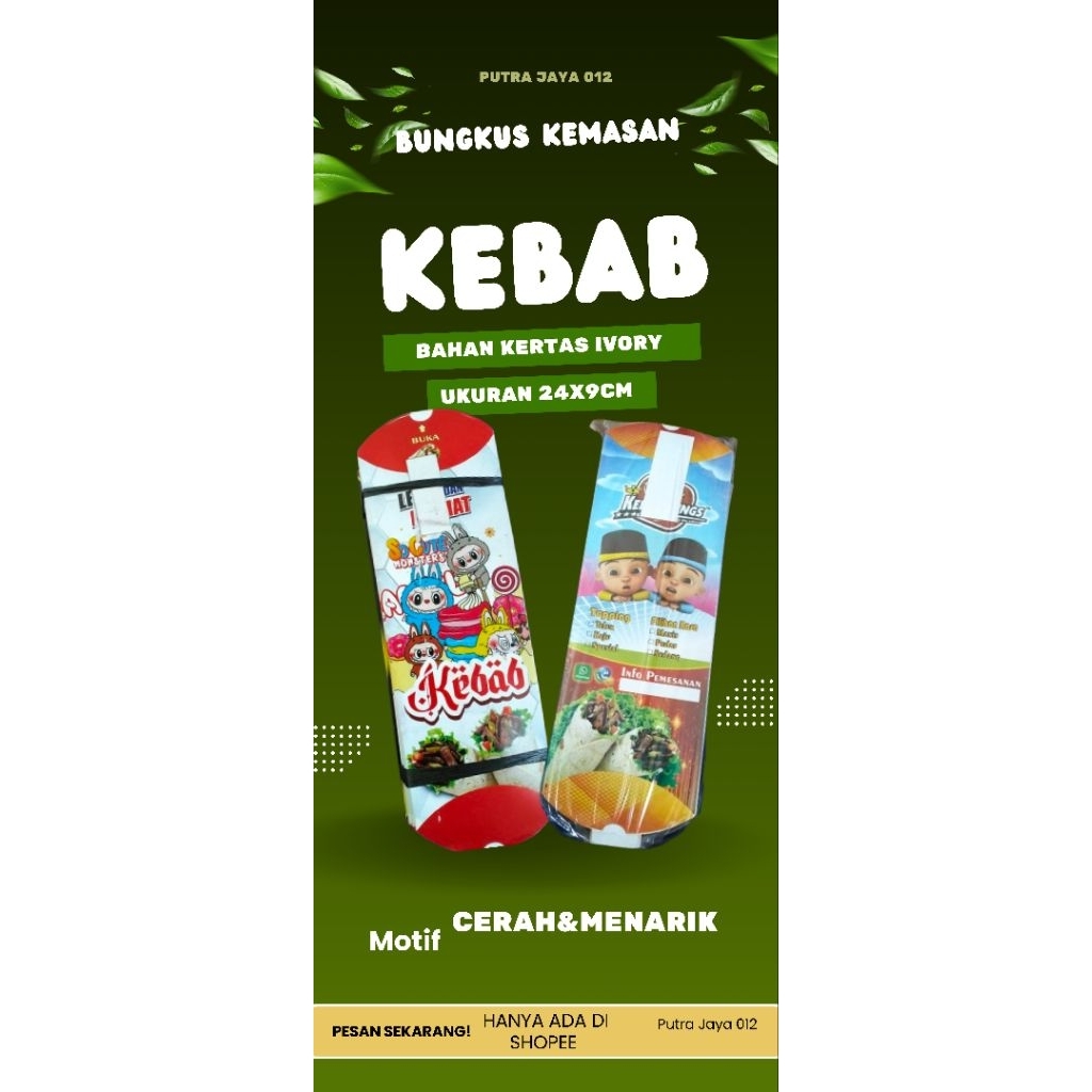 

Kemasan Box Kebab Tarikan Ukuran 24x9cm isi 100pcs