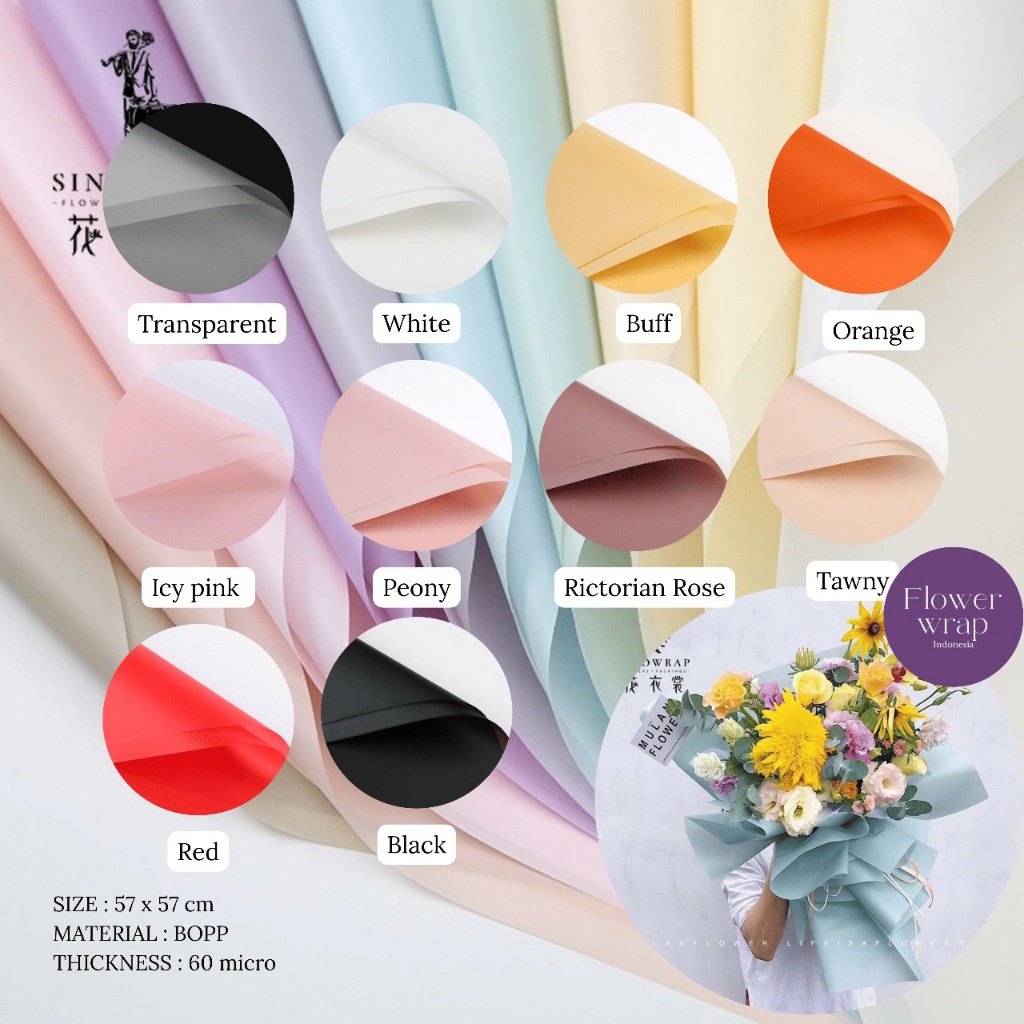

Cellophane Flower wrapping paper varian polos doff premium paper florist kertas buket bunga premium
