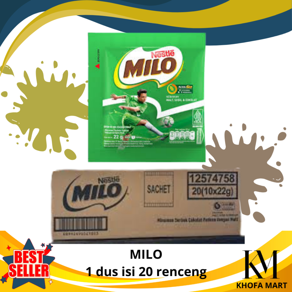

Milo Minuman Cokelat Energi | 1 Dus isi 20 Renceng | Susu Cokelat Bergizi | Khofa Mart