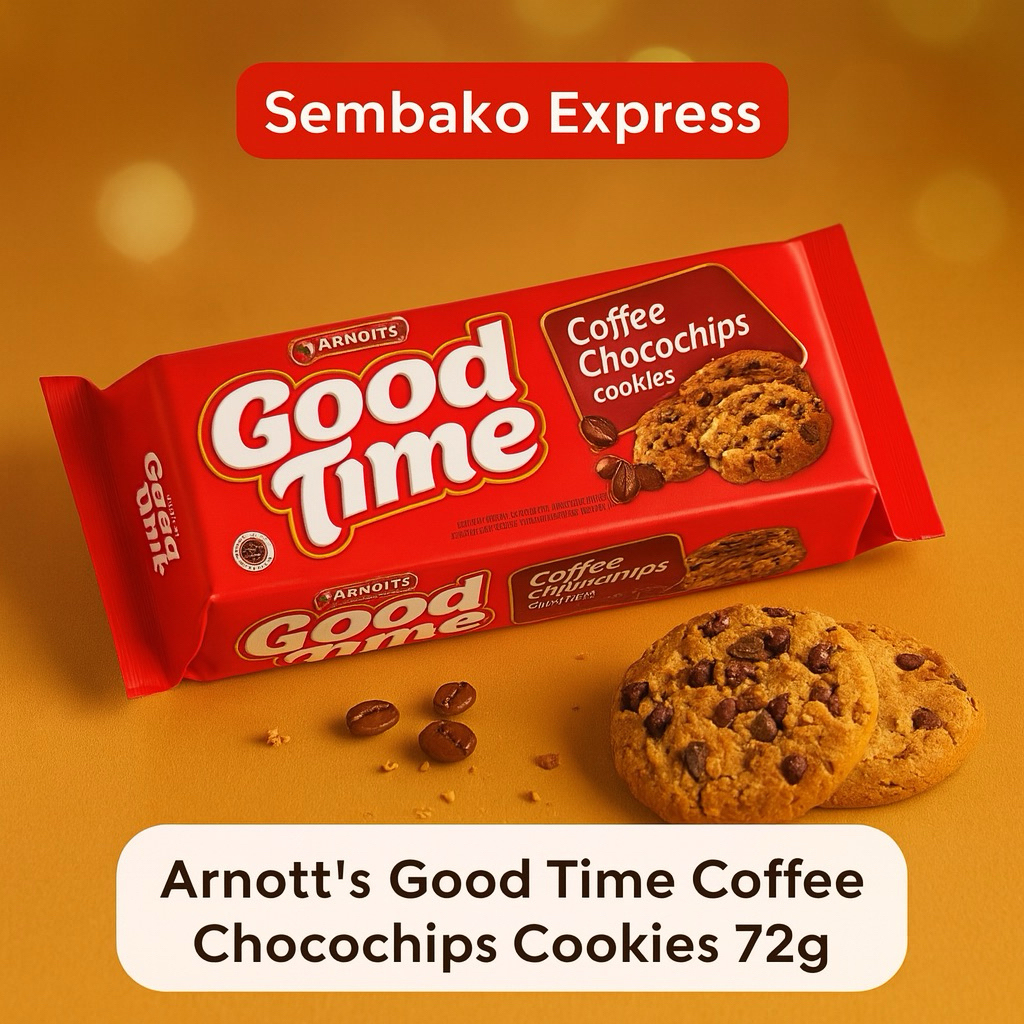 

Good Time Cookies Coffee Chocochips 72g – Biskuit Renyah Rasa Kopi & Cokelat