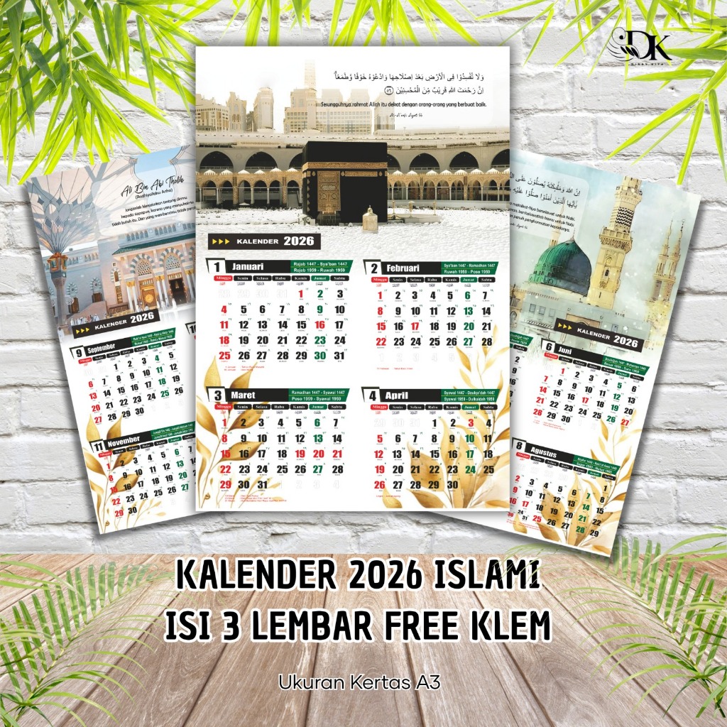 

Kalender Islamic 2026 ISI 3pcs | Kalender 2026 | Kalender Hijrah