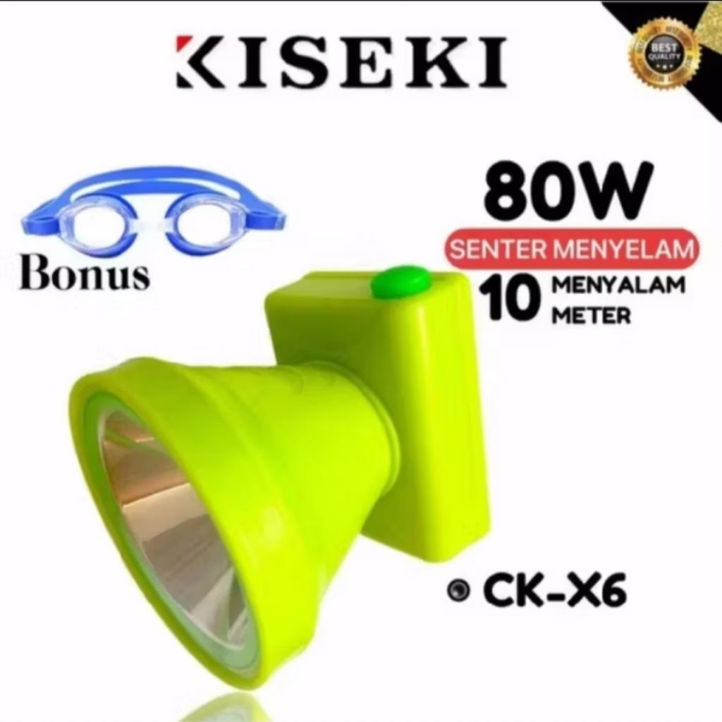 ck-x6 senter kepala selam kiseki 80watt cahaya putih senter kepala menyelam