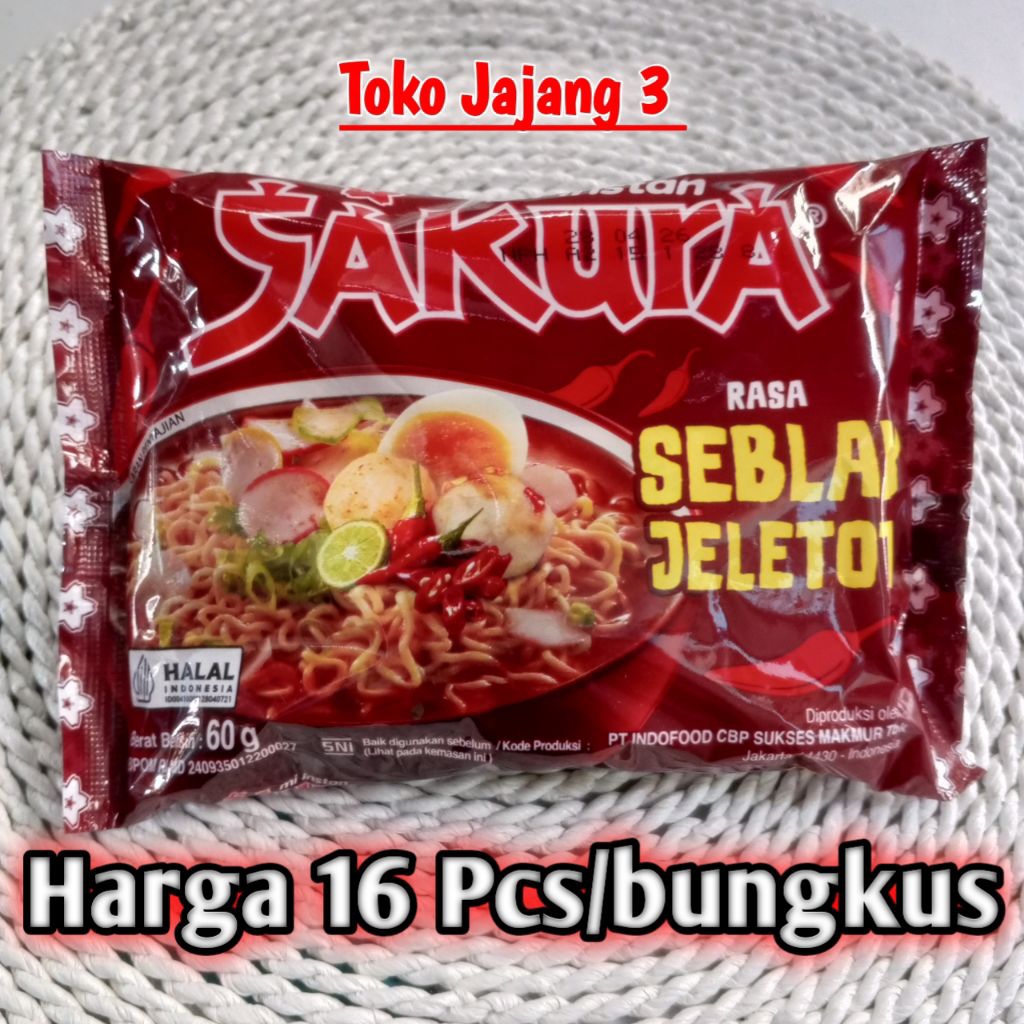 

MIE SAKURA - Harga 16 Pcs/bungkus Mie Sakura Rasa Seblak Jeletot @60gr