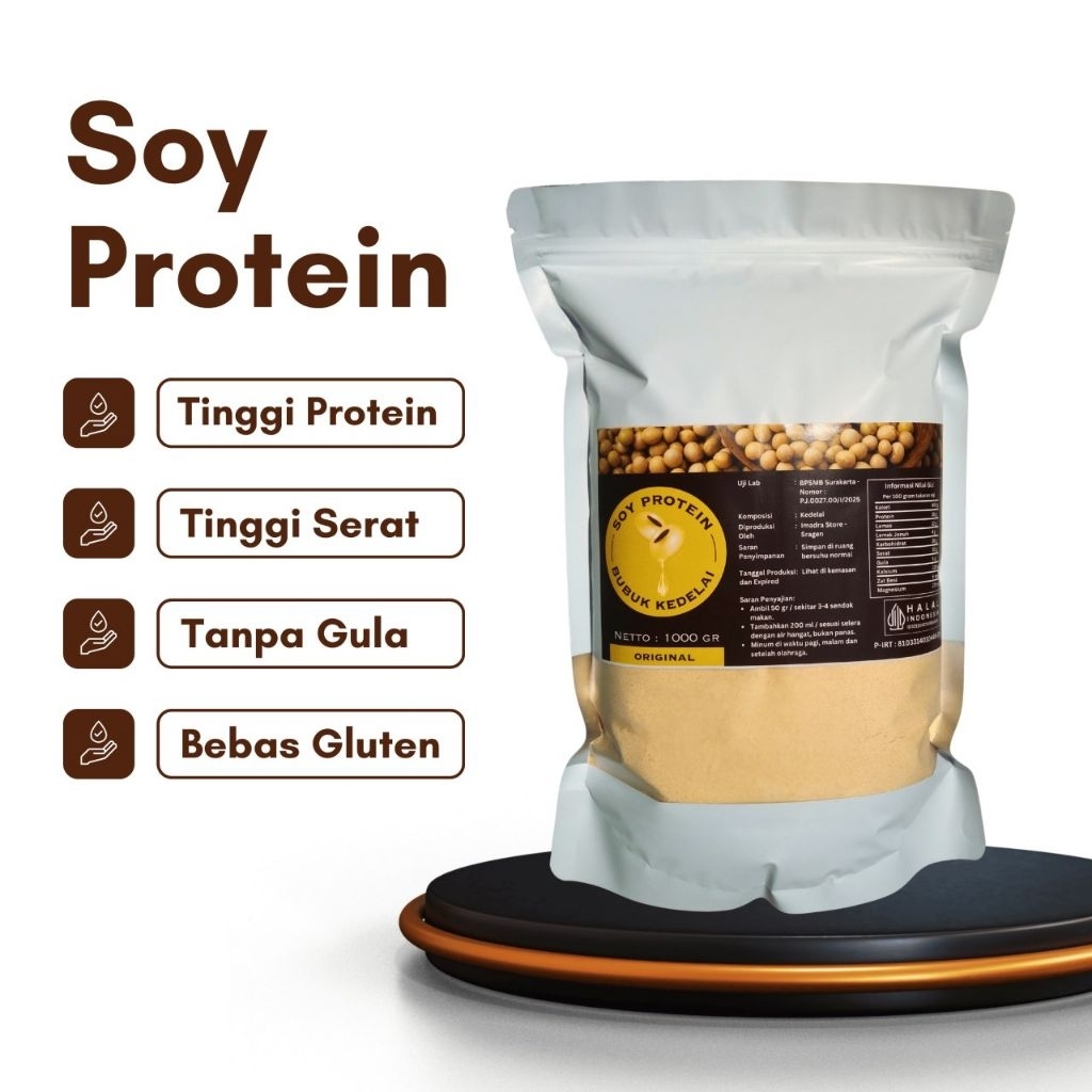 Soy Protein (1 KG) Susu Kedelai Bubuk Suplemen Tinggi Protein
