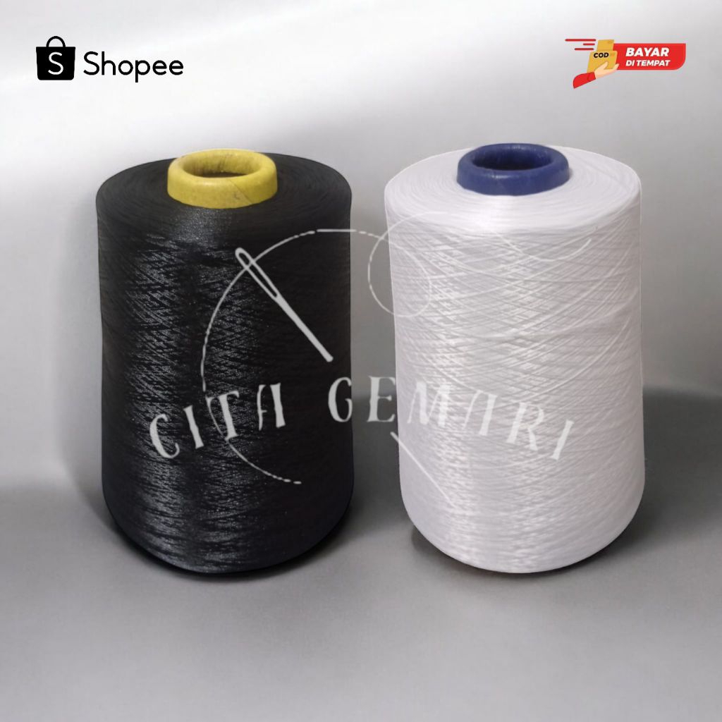 BENANG OBRAS POLYESTER 500GRAM HITAM/PUTIH | BENANG POLYESTER 150/48 | POLYESTER | POLISTER
