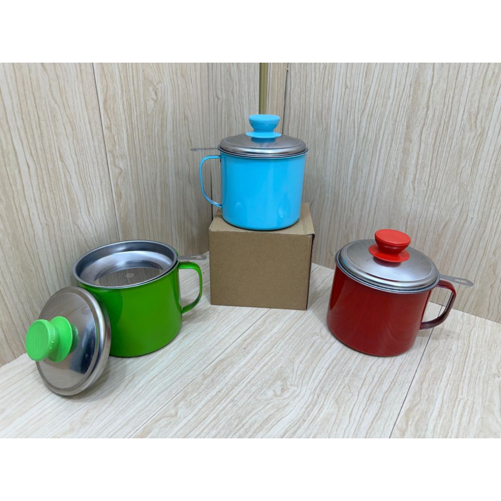 Oil Pot Saringan Minyak Stainless Steel Warna Warni